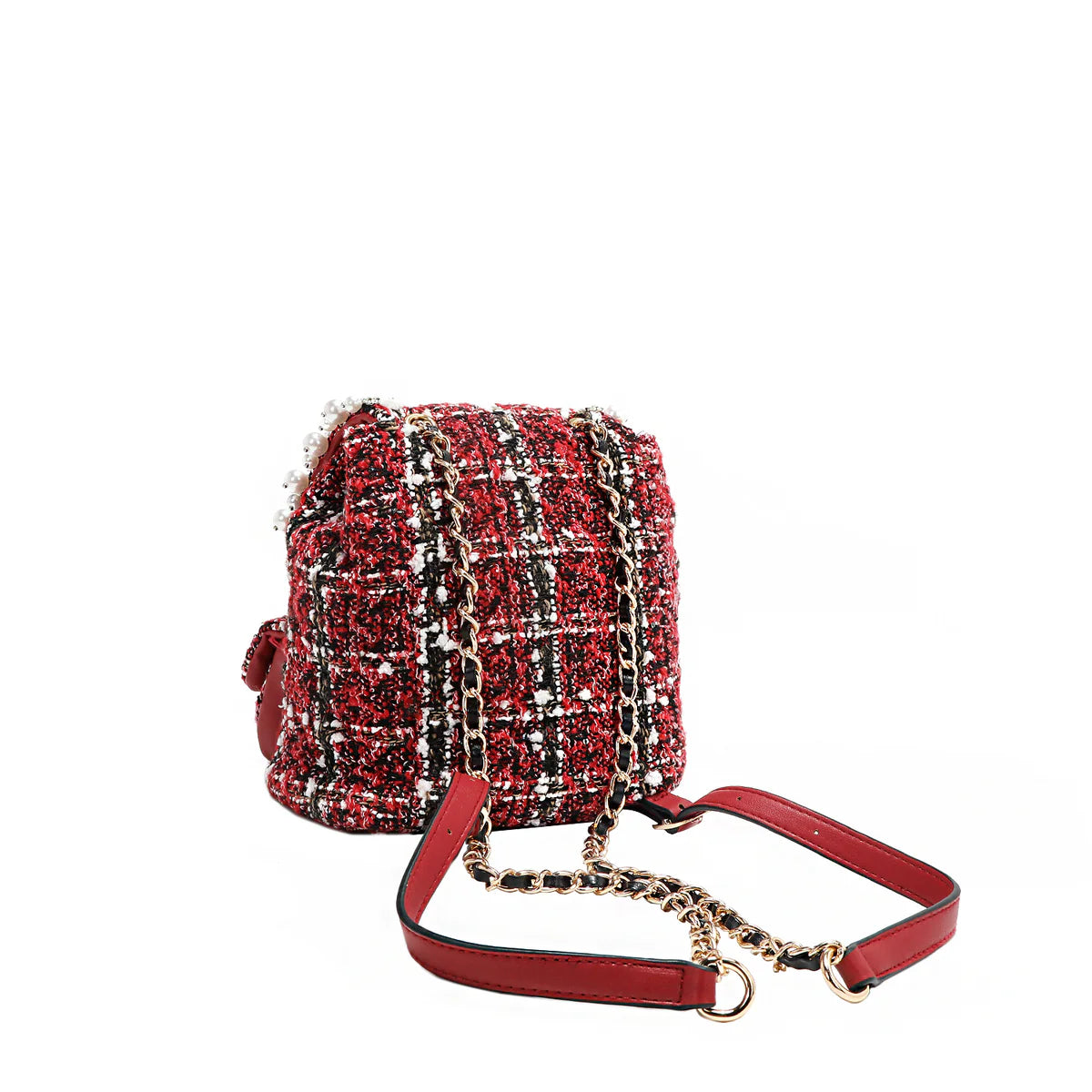TWEED MINI BACKPACK - P17102 RED / BLACK / GREEN / BEIGE
