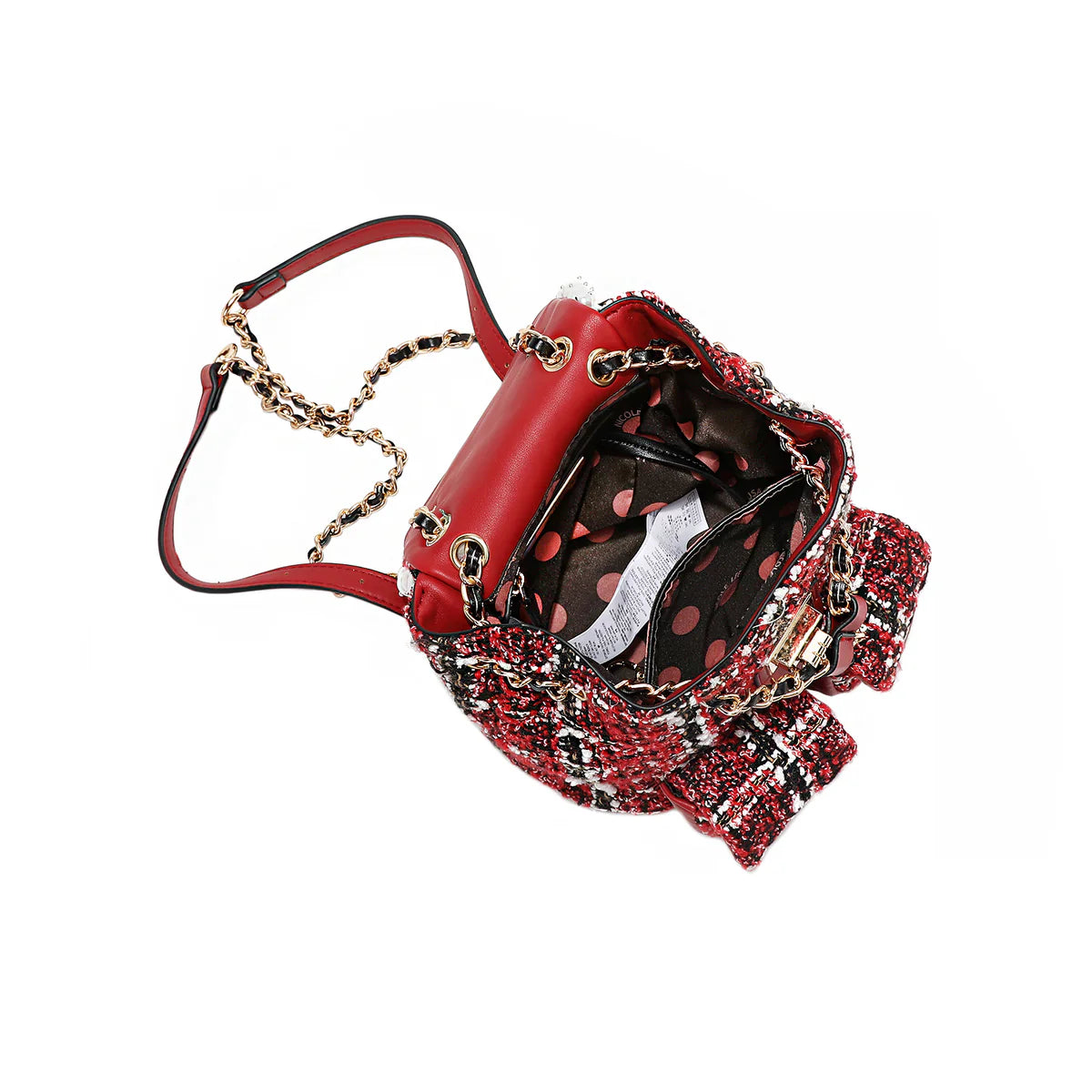 TWEED MINI BACKPACK - P17102 RED / BLACK / GREEN / BEIGE