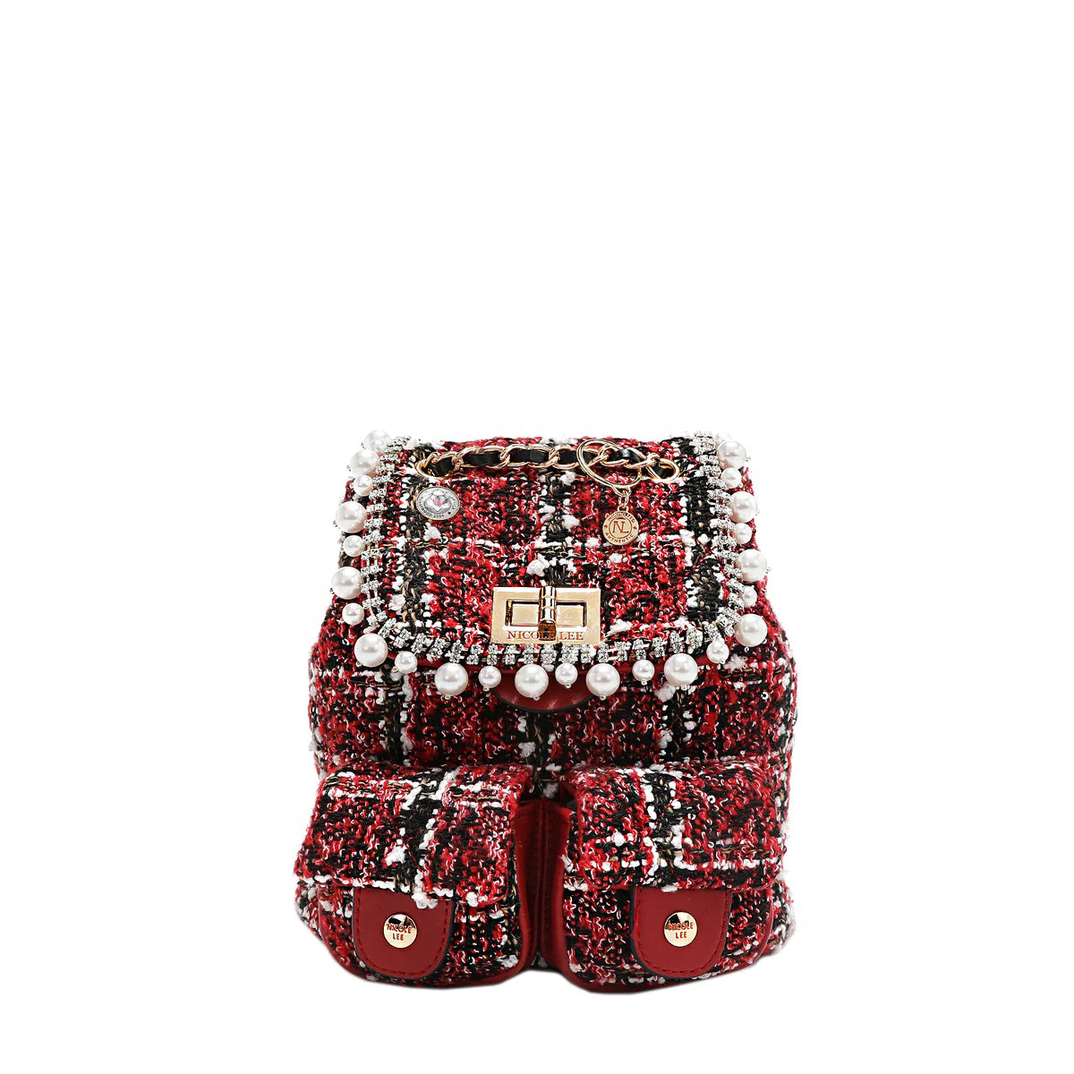TWEED MINI BACKPACK - P17102 RED / BLACK / GREEN / BEIGE