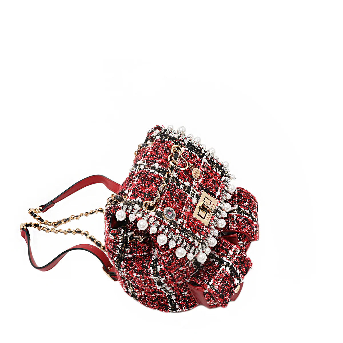 TWEED MINI BACKPACK - P17102 RED / BLACK / GREEN / BEIGE