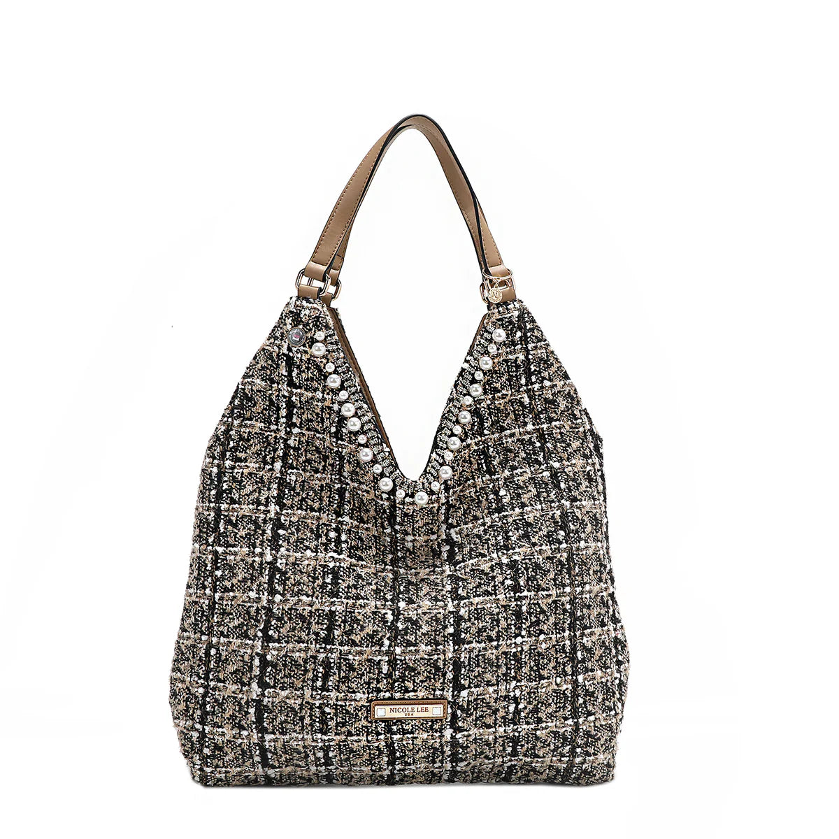 TWEED LARGE HOBO BAG - P17103 RED /BLACK/ BEIGE / GREEN