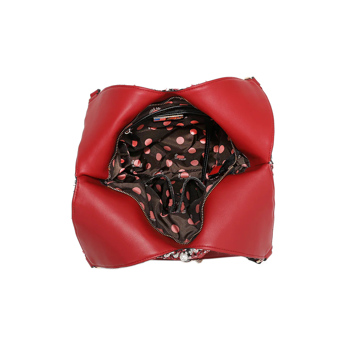TWEED LARGE HOBO BAG - P17103 RED /BLACK/ BEIGE / GREEN