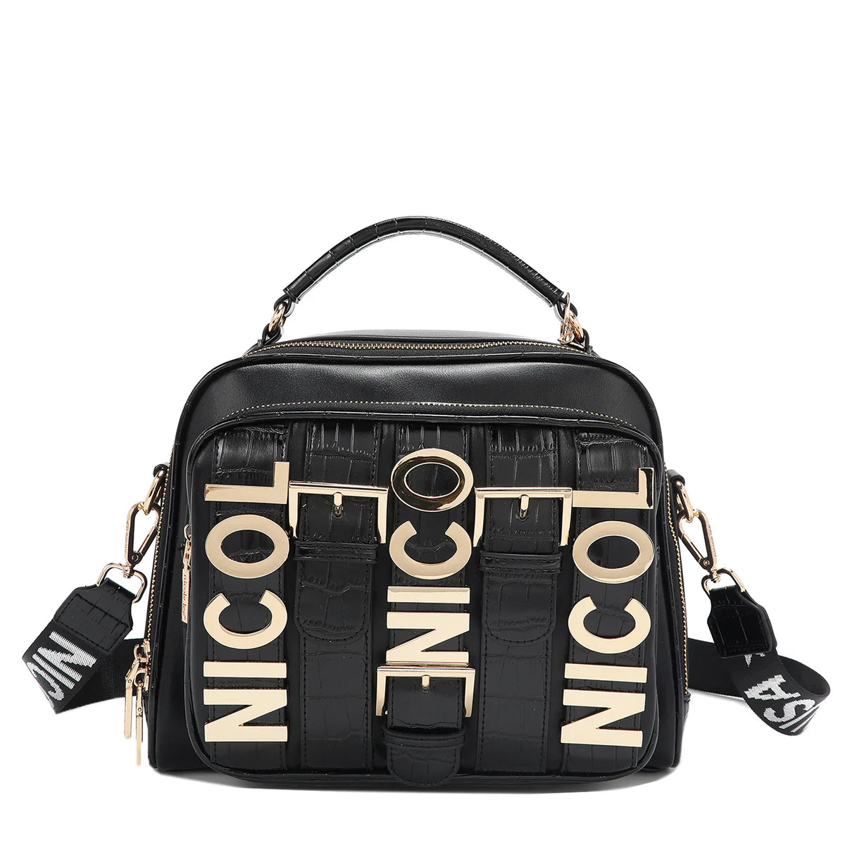 CALISTA TOP HANDLE HANDBAG - P17202 BLACK / NUDE / GOLD / SILVER