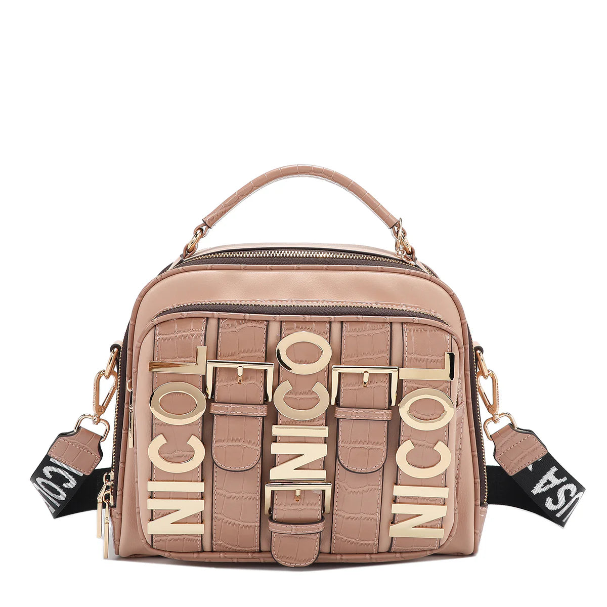 CALISTA TOP HANDLE HANDBAG - P17202 BLACK / NUDE / GOLD / SILVER