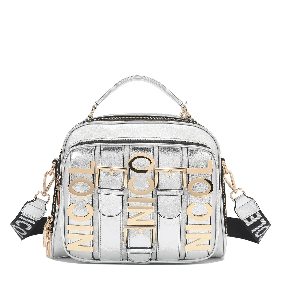CALISTA TOP HANDLE HANDBAG - P17202 BLACK / NUDE / GOLD / SILVER