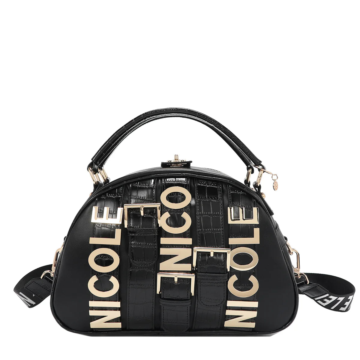 CALISTA DOME SATCHEL - P17204 BLACK / GOLD / SILVER / NUDE