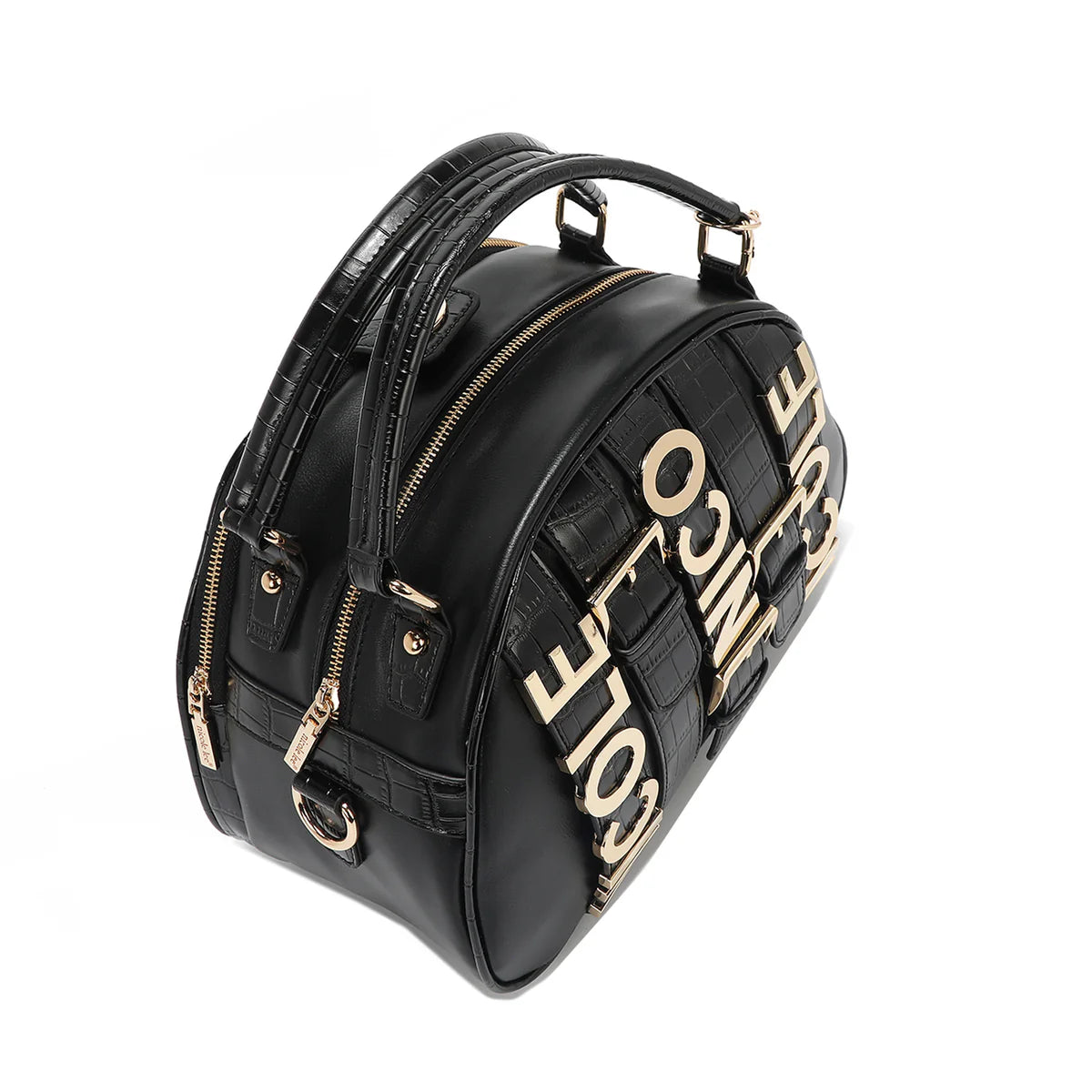 CALISTA DOME SATCHEL - P17204 BLACK / GOLD / SILVER / NUDE