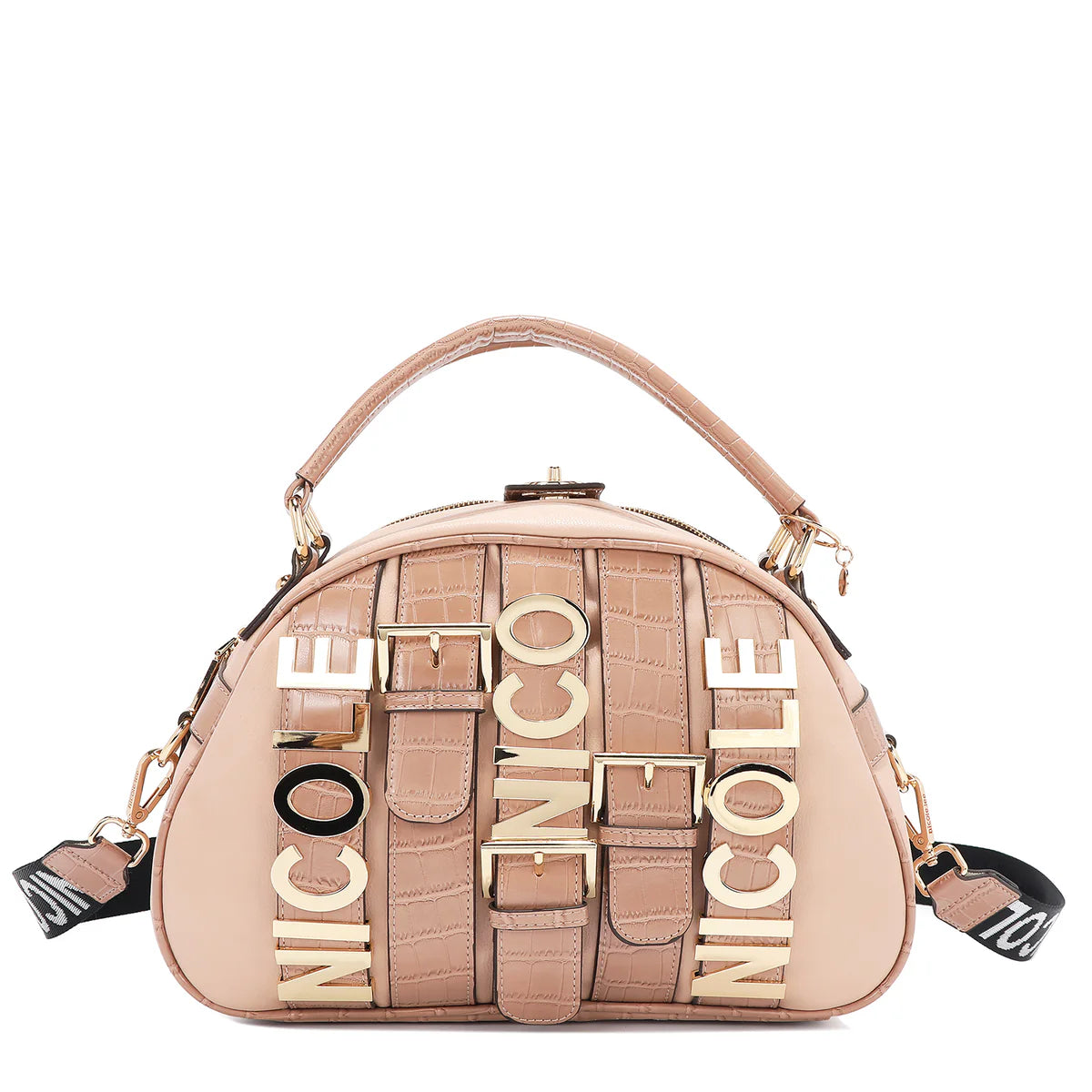 CALISTA DOME SATCHEL - P17204 BLACK / GOLD / SILVER / NUDE