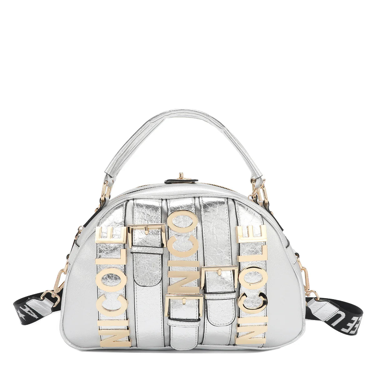 CALISTA DOME SATCHEL - P17204 BLACK / GOLD / SILVER / NUDE