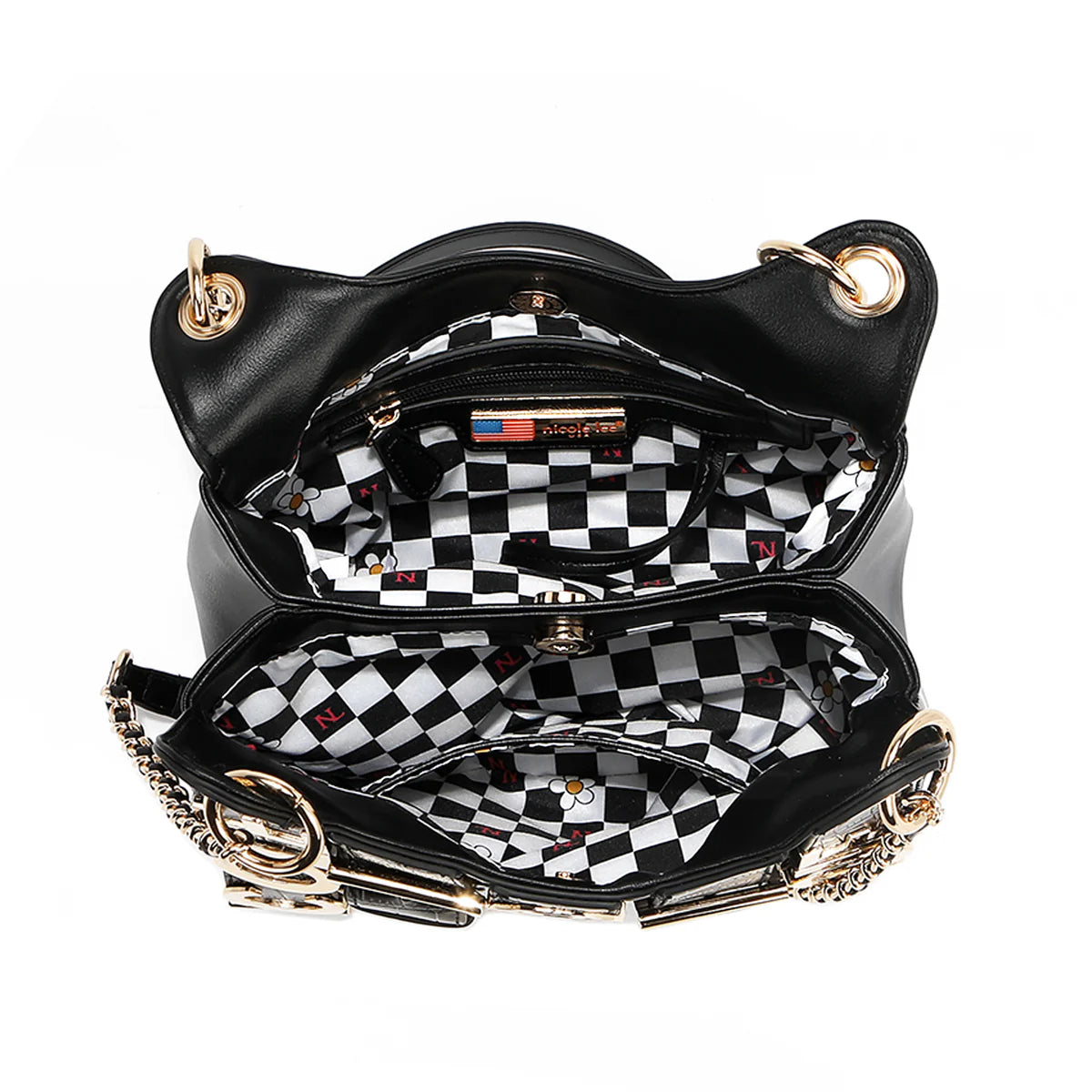 CALISTA CHAIN SHOULDER BAG - P17205 BLACK / GOLD / SILVER / NUDE