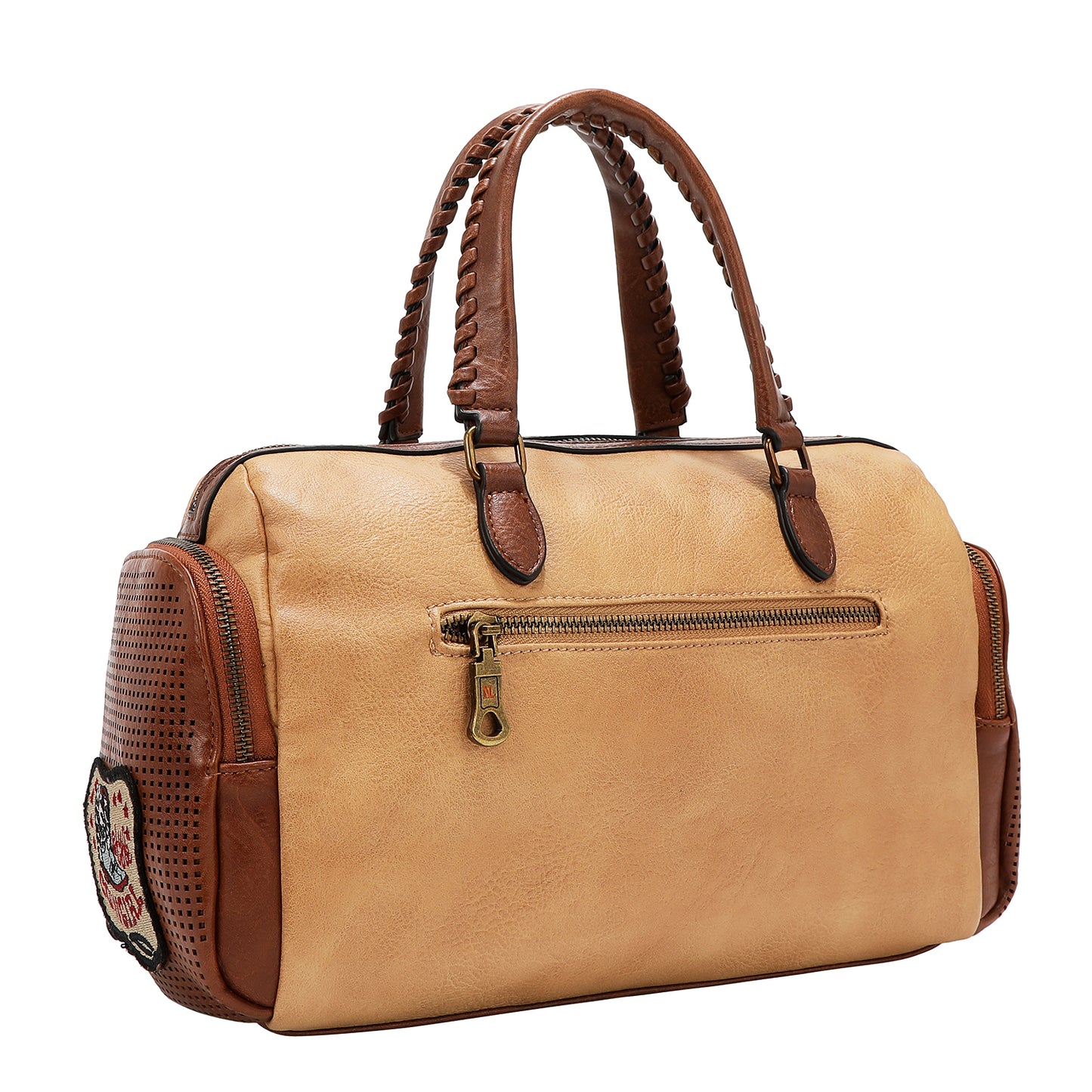 VINTAGE PATCH BOSTON BAG P17466 BROWN / OLIVE / TAUPE