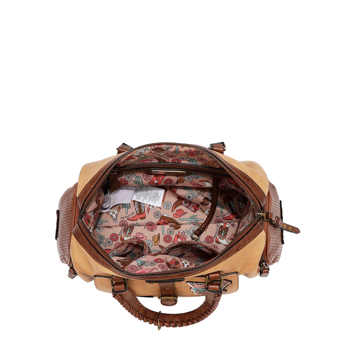 VINTAGE PATCH BOSTON BAG P17466 BROWN / OLIVE / TAUPE