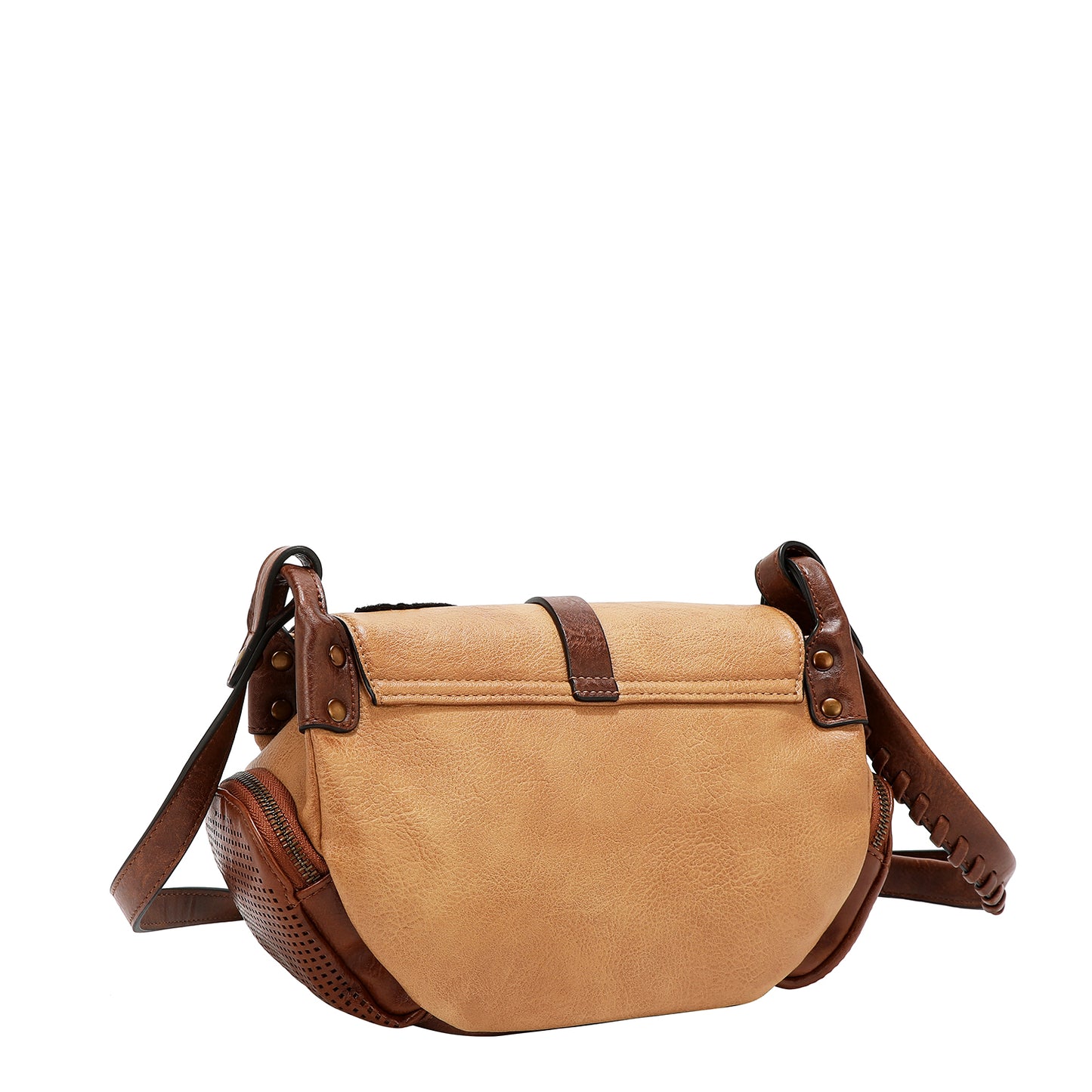VINTAGE PATCH SHOULDER BAG - P17469 BROWN / TAUPE / OLIVE