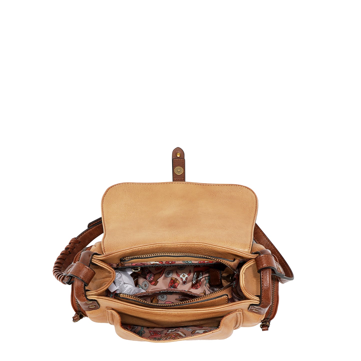 VINTAGE PATCH SHOULDER BAG - P17469 BROWN / TAUPE / OLIVE