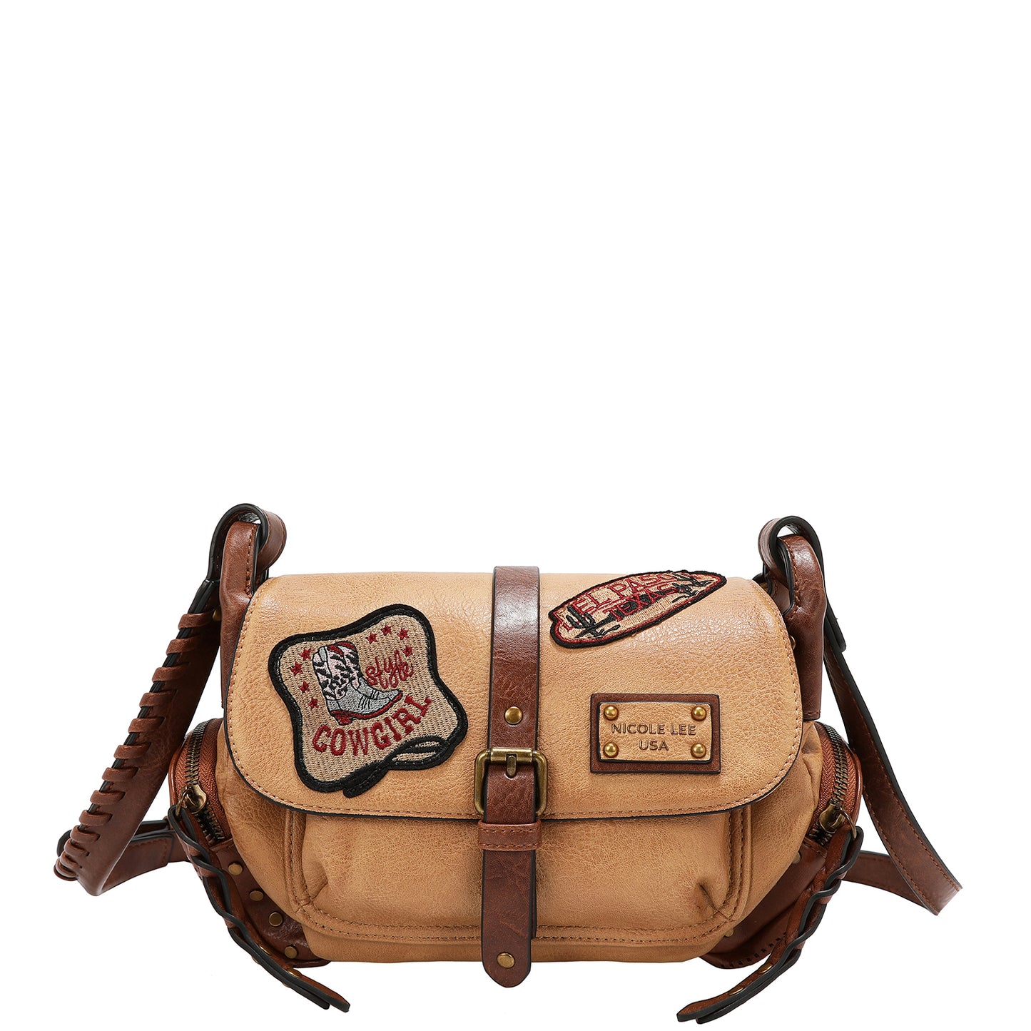 VINTAGE PATCH SHOULDER BAG - P17469 BROWN / TAUPE / OLIVE