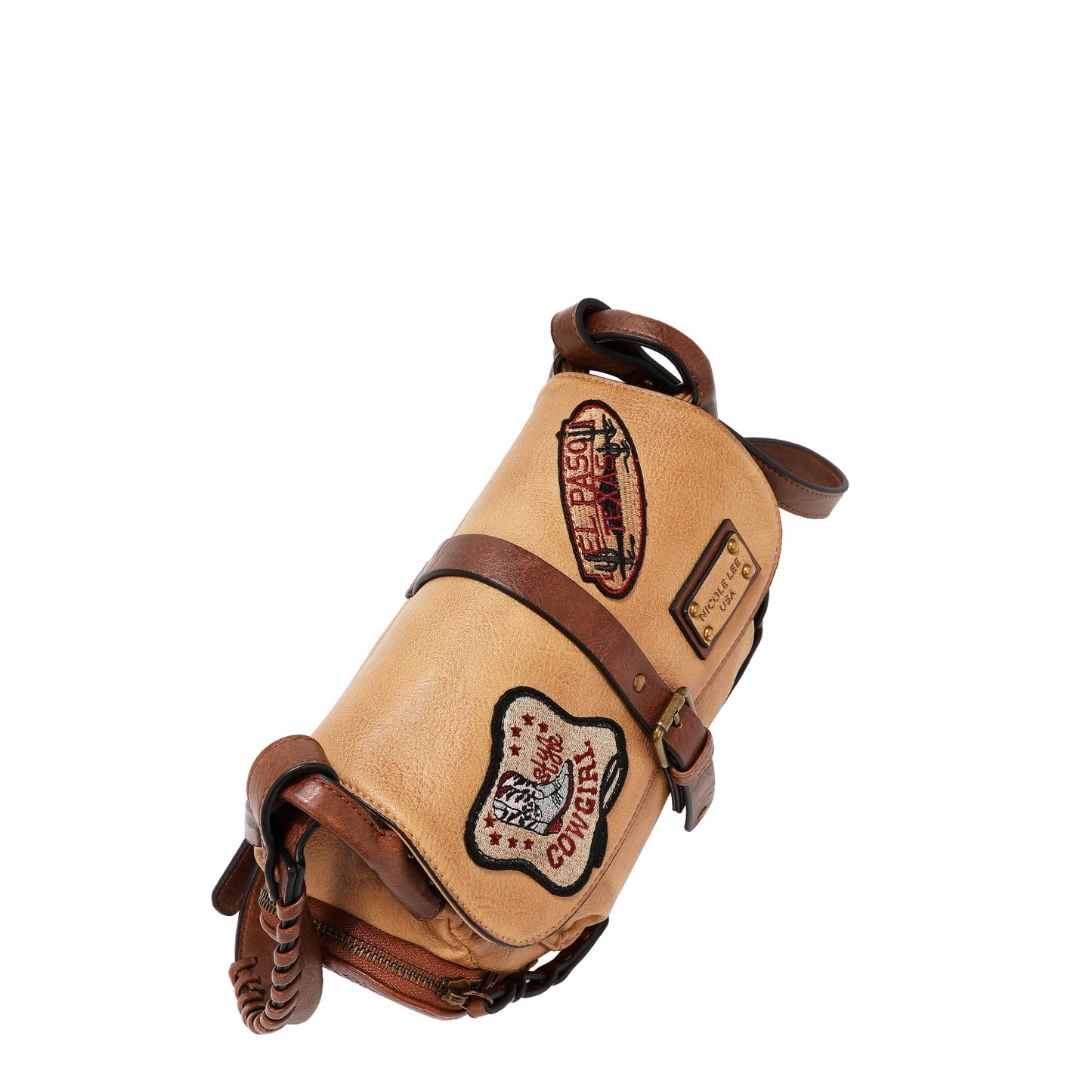 VINTAGE PATCH SHOULDER BAG - P17469 BROWN / TAUPE / OLIVE
