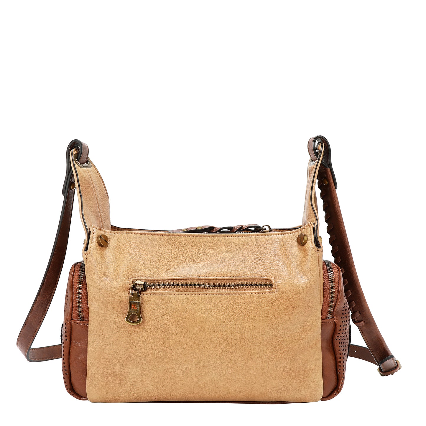 VINTAGE PATCH MESSENGER BAG - P17470 BROWN / TAUPE /  OLIVE