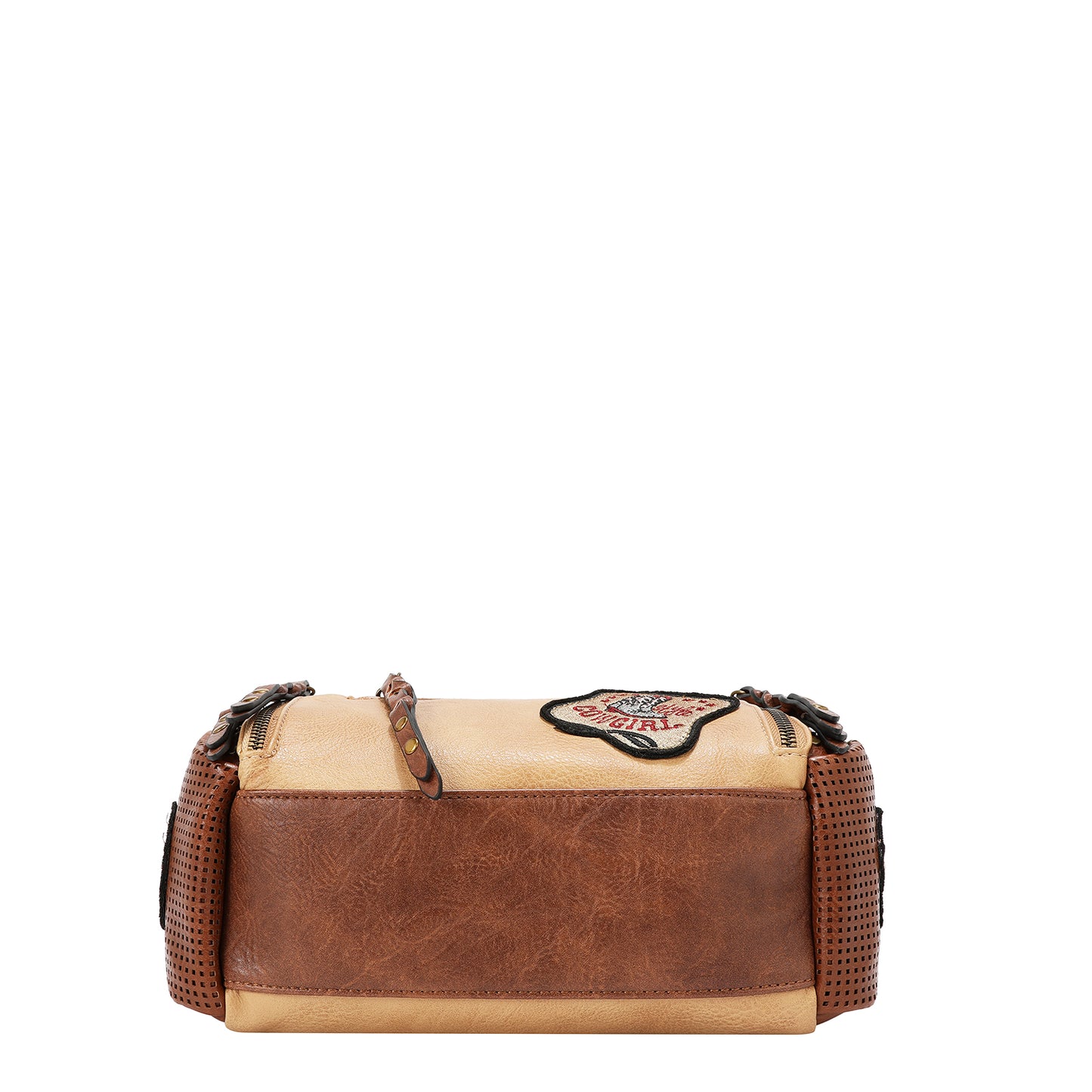 VINTAGE PATCH MESSENGER BAG - P17470 BROWN / TAUPE /  OLIVE
