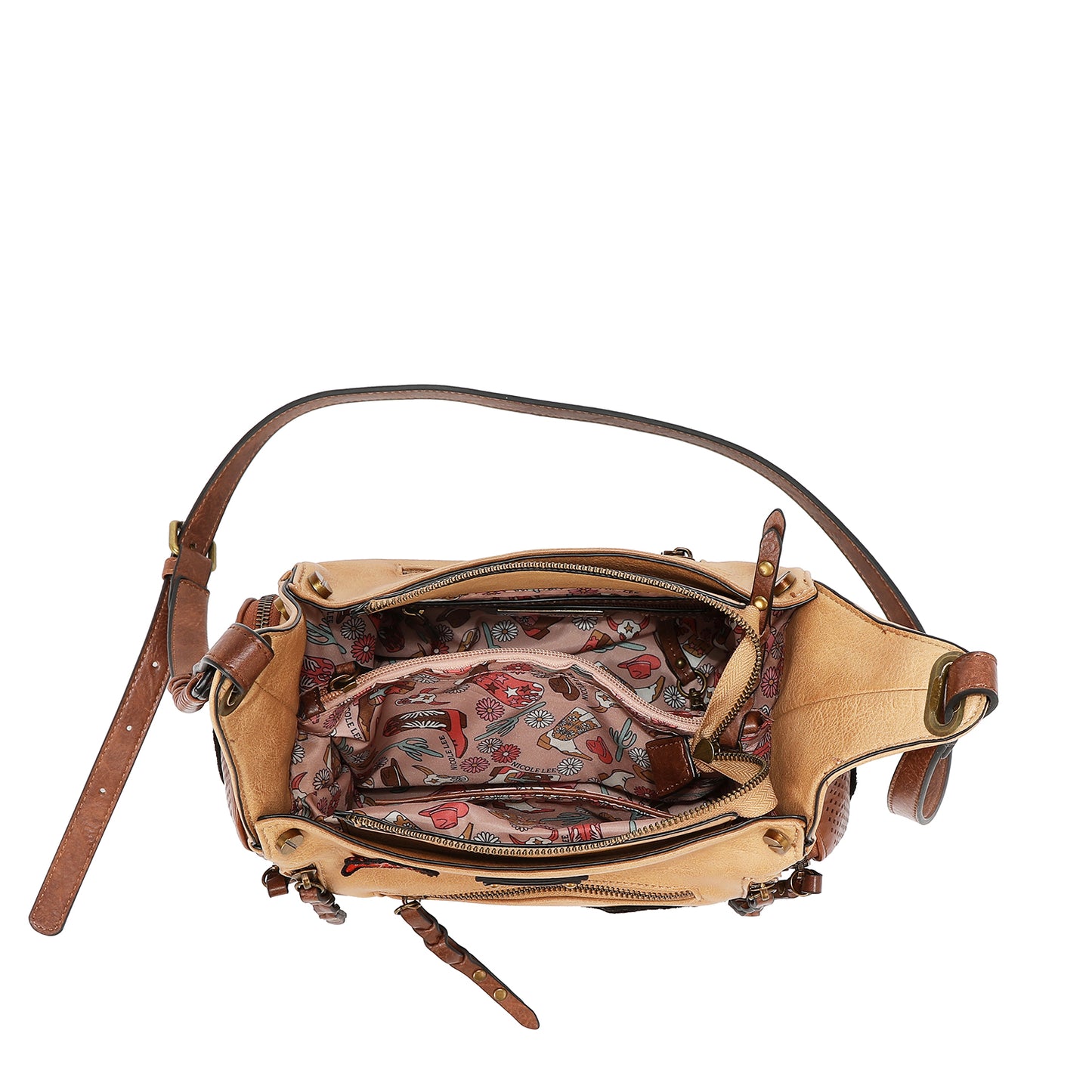VINTAGE PATCH MESSENGER BAG - P17470 BROWN / TAUPE /  OLIVE