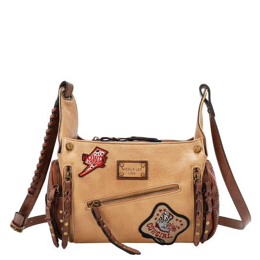VINTAGE PATCH MESSENGER BAG - P17470 BROWN / TAUPE /  OLIVE