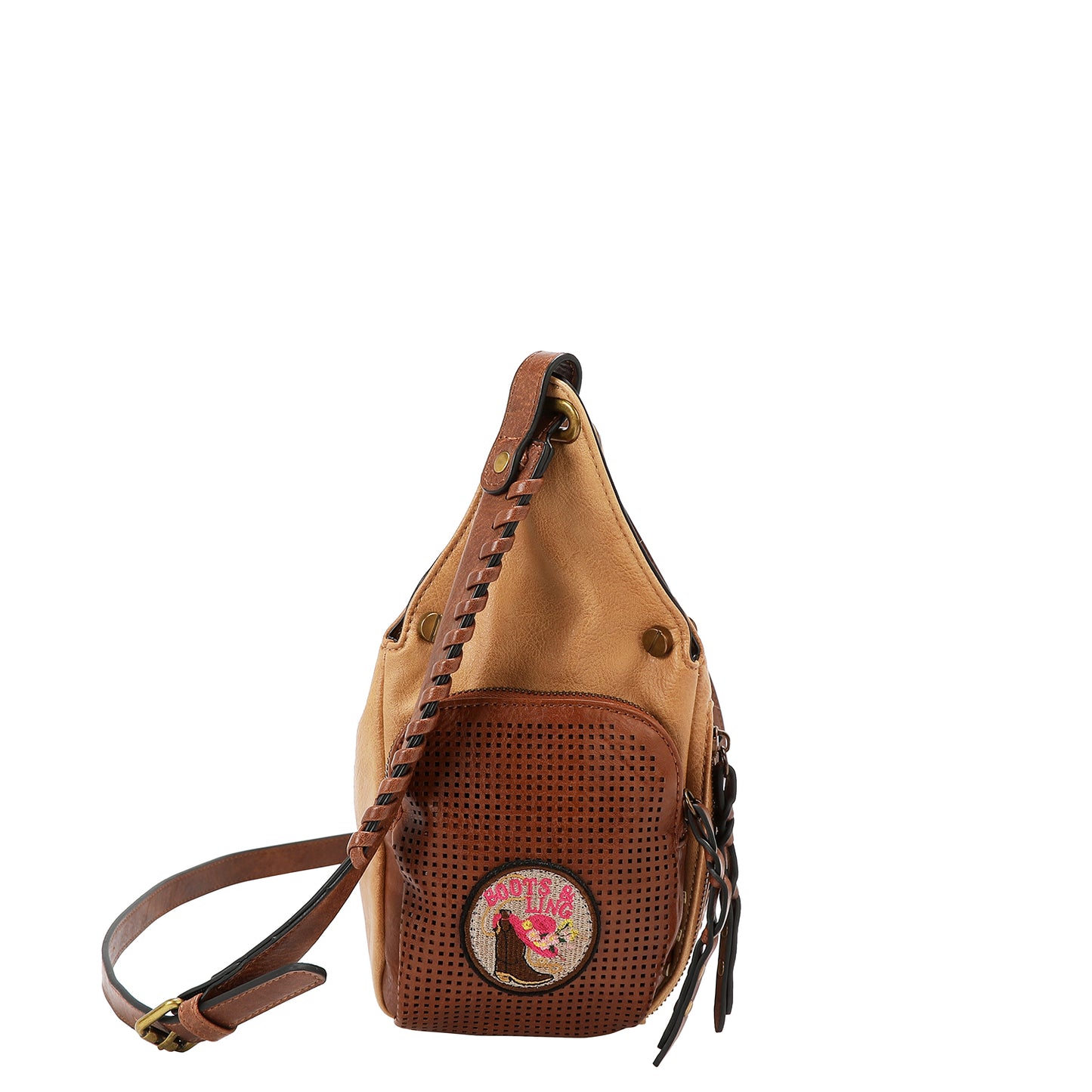 VINTAGE PATCH MESSENGER BAG - P17470 BROWN / TAUPE /  OLIVE