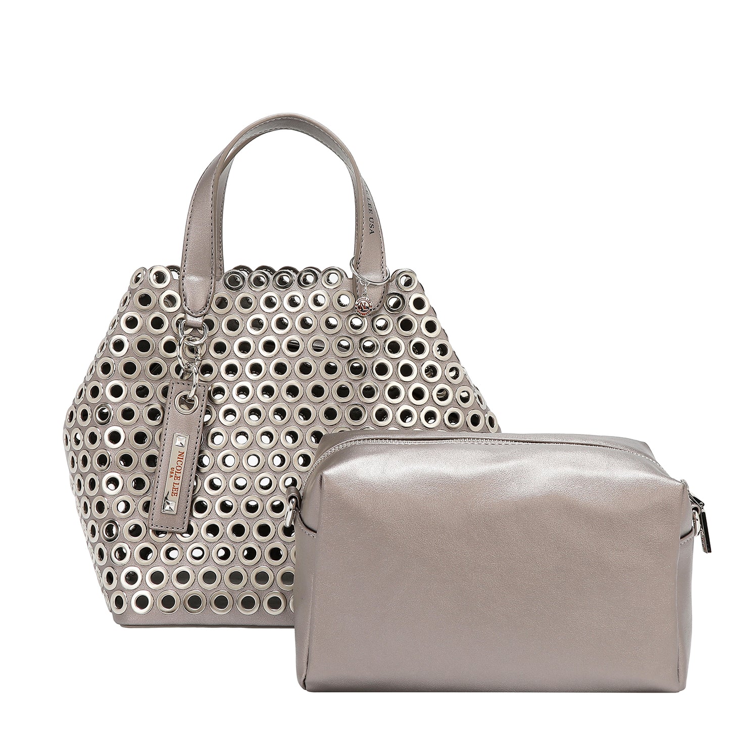 GROMMET EDGE SATCHEL BAG -  P17477 SILVER