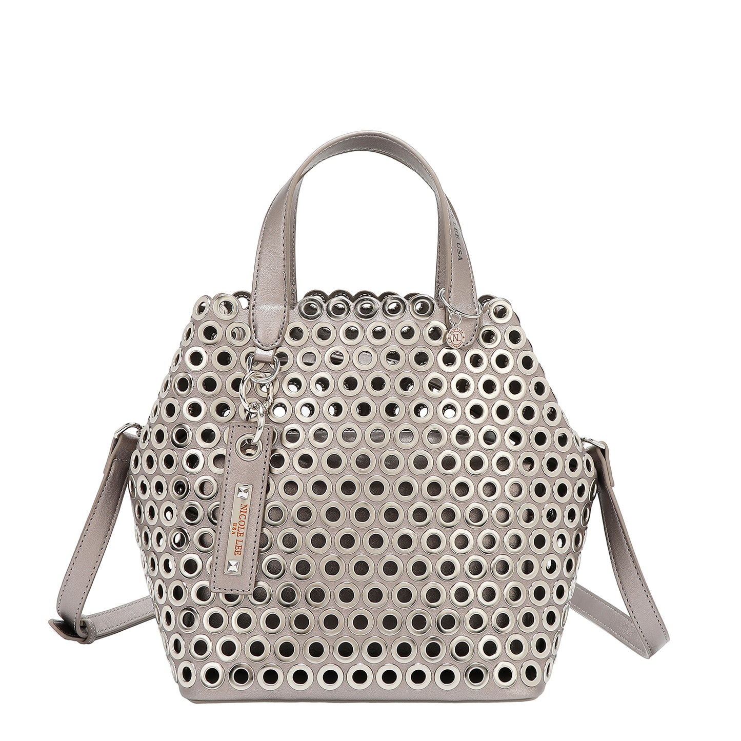 GROMMET EDGE SATCHEL BAG -  P17477 SILVER