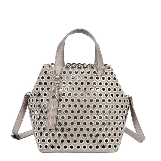 GROMMET EDGE SATCHEL BAG -  P17477 SILVER