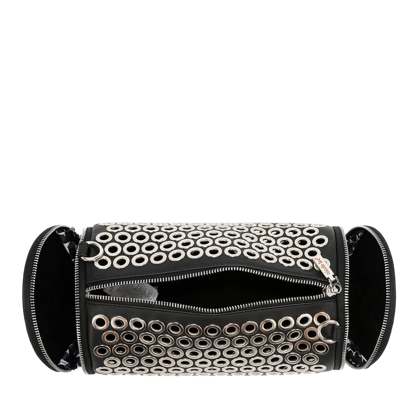 GROMMET EDGE BARREL BAG - P17480 SILVER / BLACK