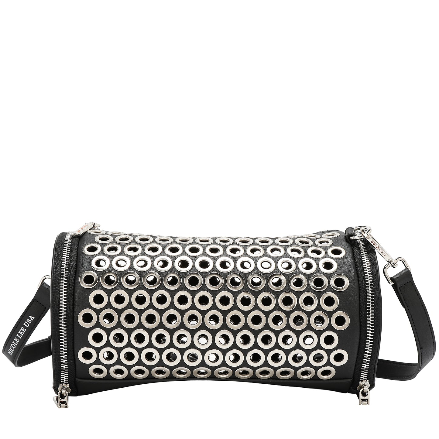 GROMMET EDGE BARREL BAG - P17480 SILVER / BLACK