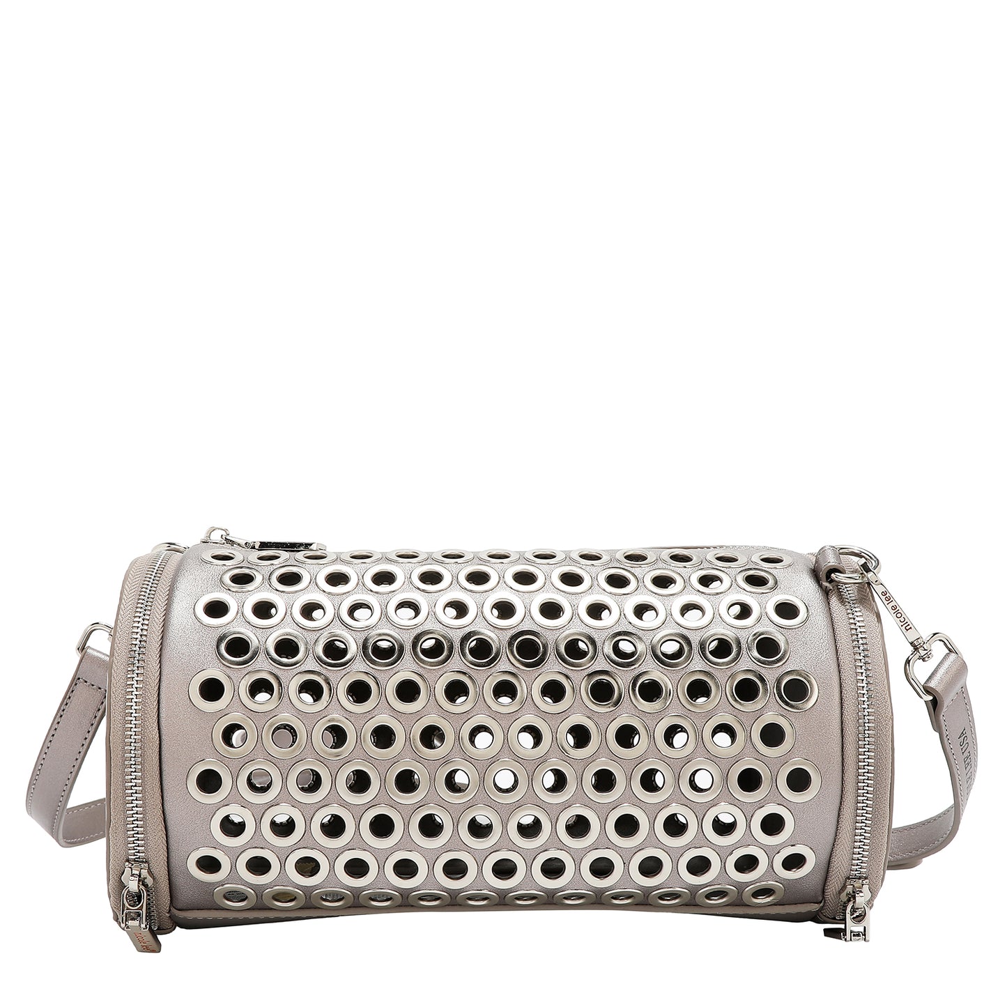 GROMMET EDGE BARREL BAG - P17480 SILVER / BLACK