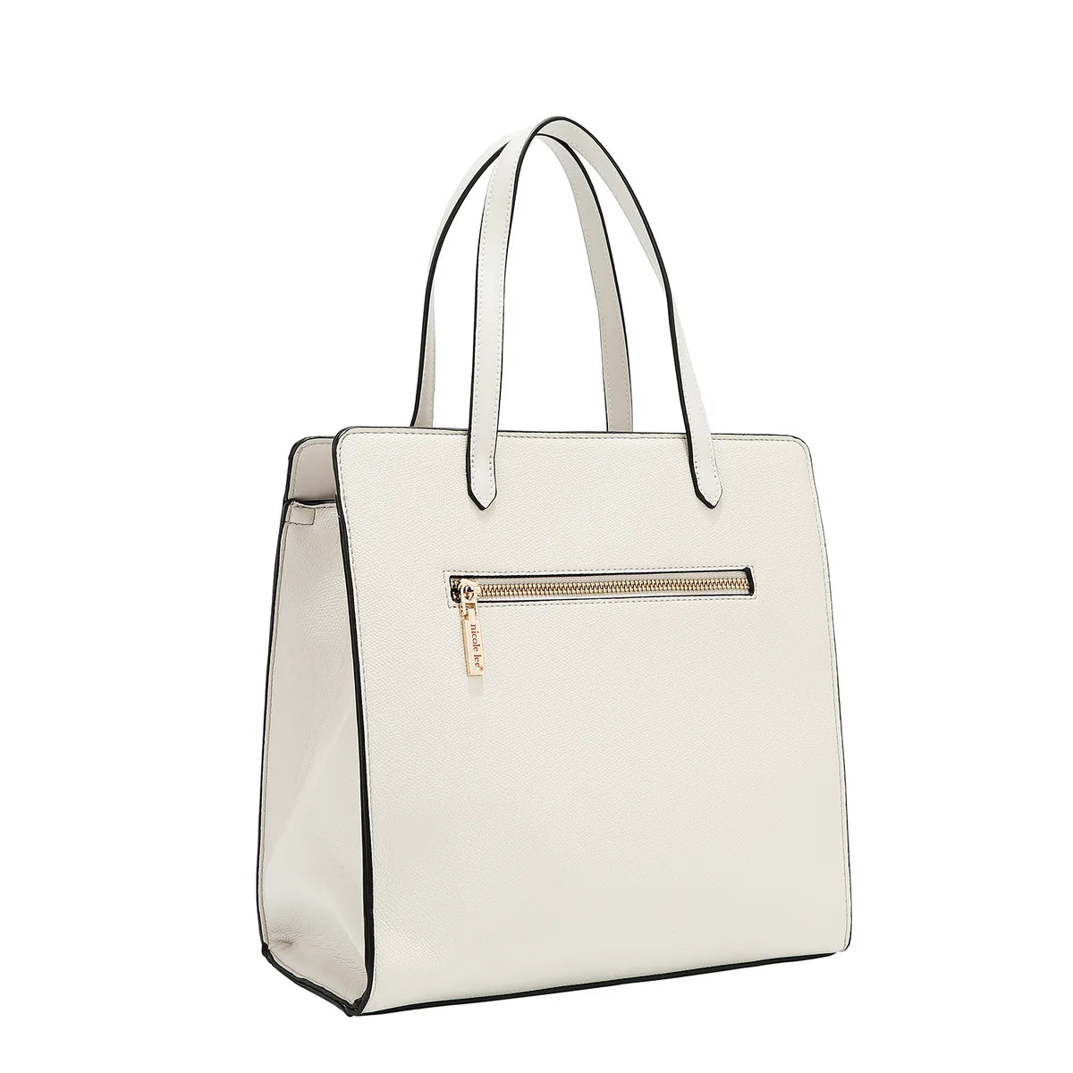 COLORBLOCK POCKET TOTE BAG - P17488 WHITE / BLACK