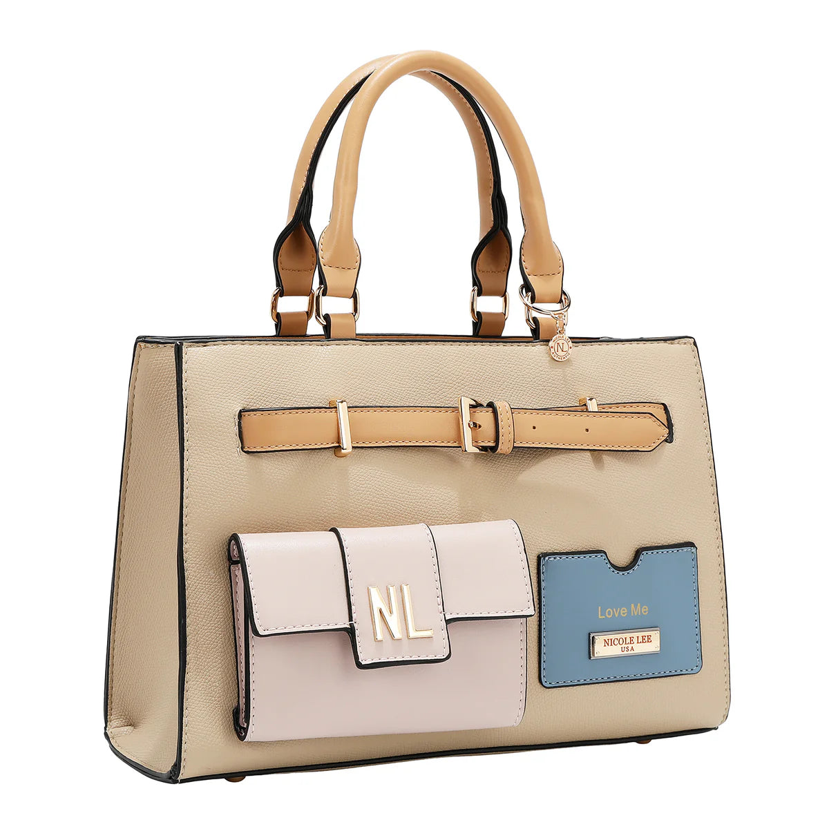 COLORBLOCK POCKET SATCHEL BAG - P17490 TAUPE