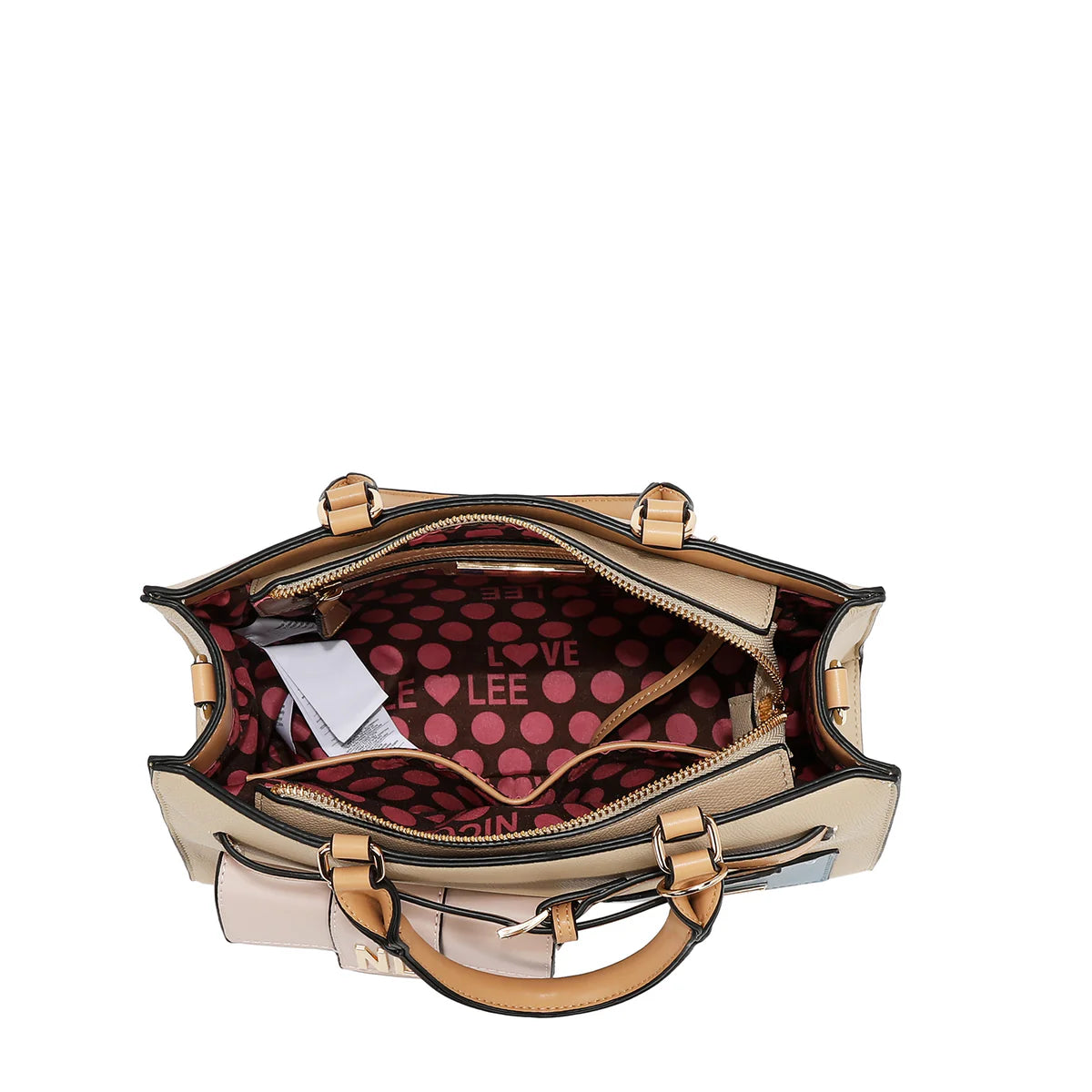 COLORBLOCK POCKET SATCHEL BAG - P17490 TAUPE