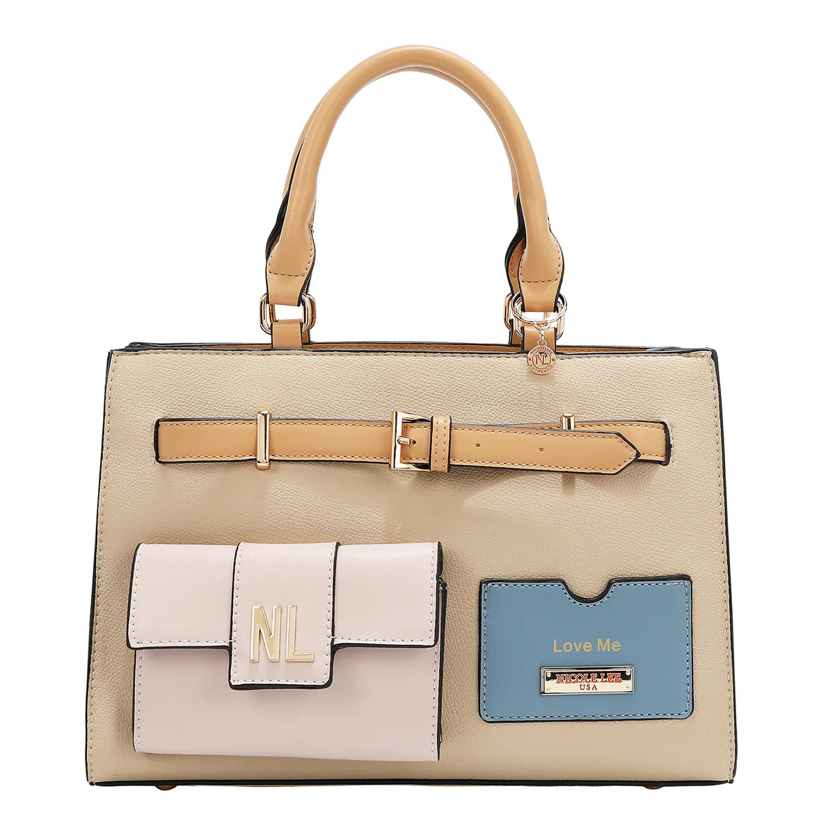 COLORBLOCK POCKET SATCHEL BAG - P17490 TAUPE