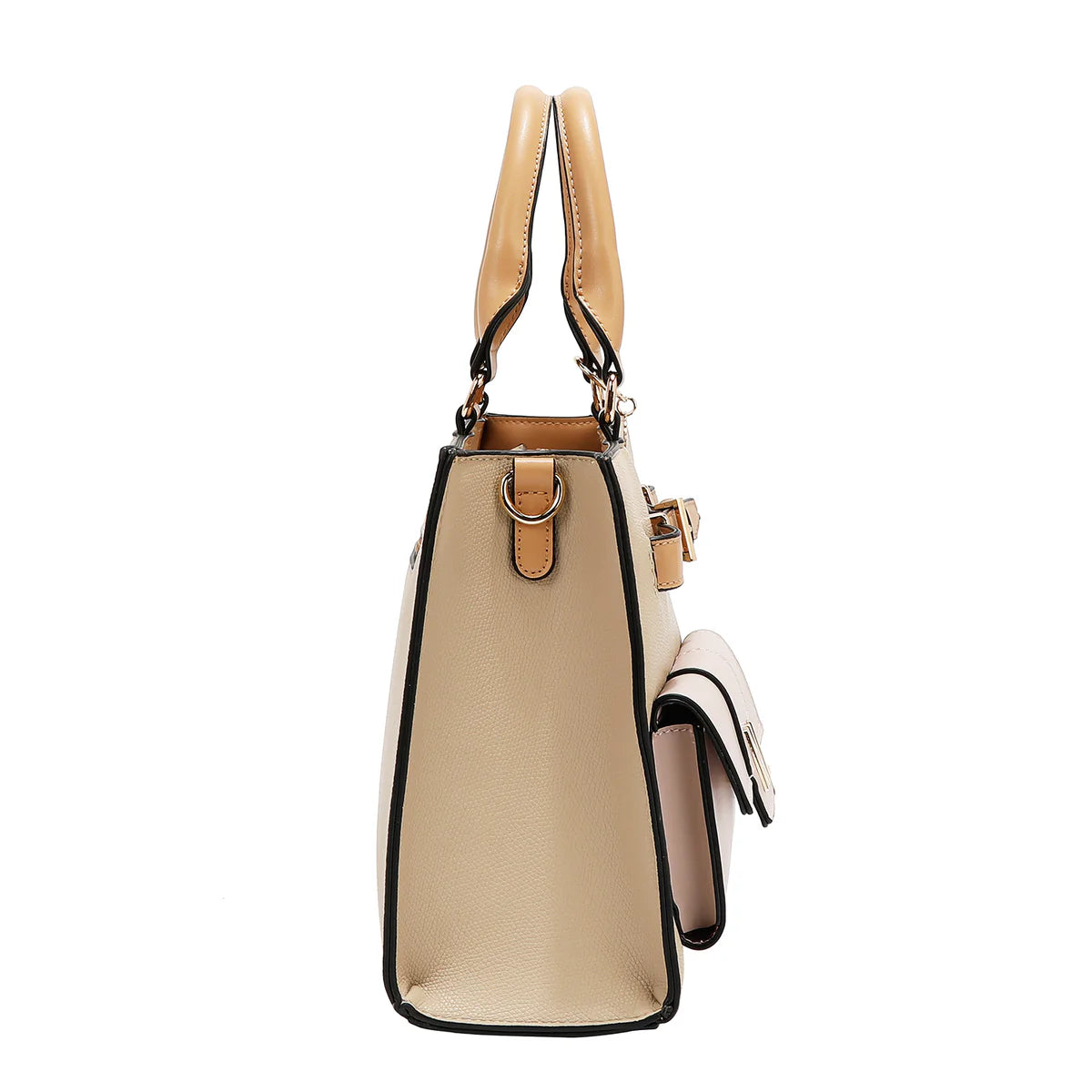 COLORBLOCK POCKET SATCHEL BAG - P17490 TAUPE