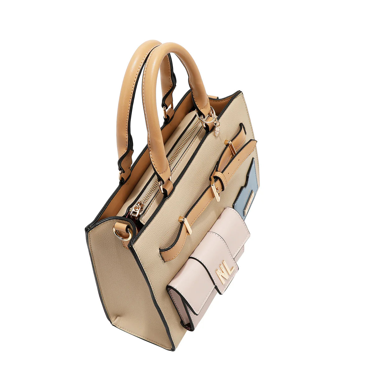 COLORBLOCK POCKET SATCHEL BAG - P17490 TAUPE