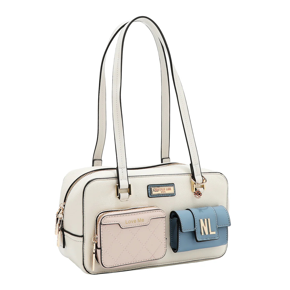 COLORBLOCK POCKET SHOULDER BAG -  P17491 WHITE