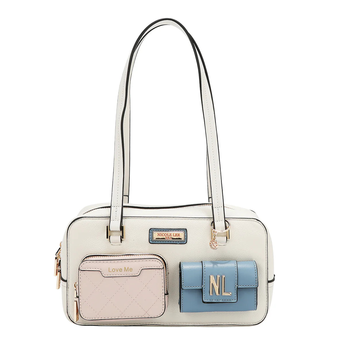 COLORBLOCK POCKET SHOULDER BAG -  P17491 WHITE