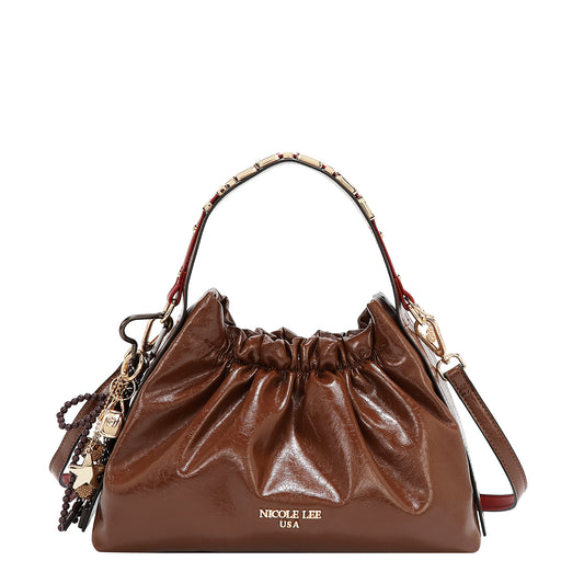 SHIMMER LUXE TOP HANDLE BAG -  P17492 BROWN / GRAY