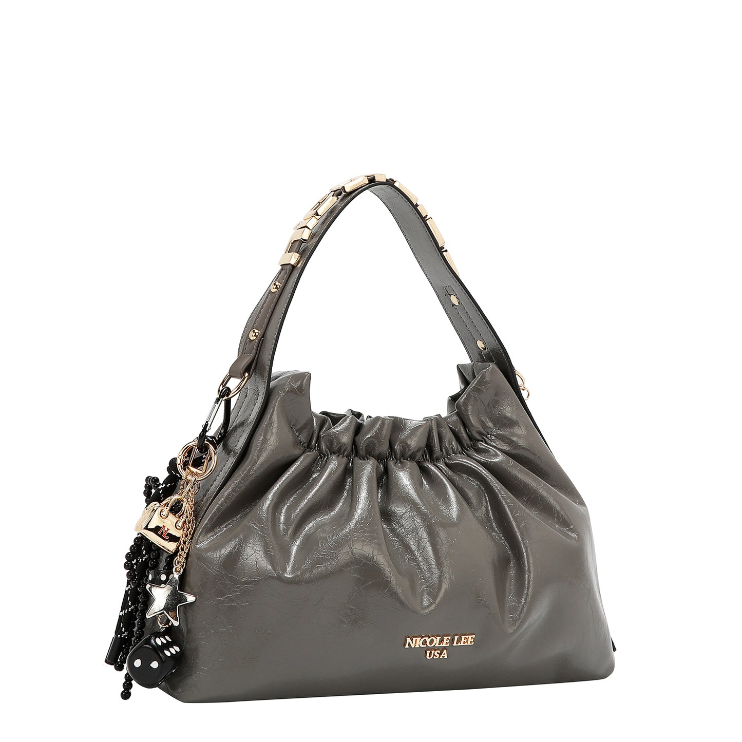 SHIMMER LUXE TOP HANDLE BAG -  P17492 BROWN / GRAY