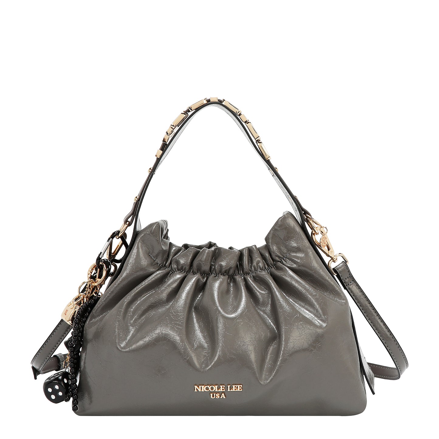 SHIMMER LUXE TOP HANDLE BAG -  P17492 BROWN / GRAY