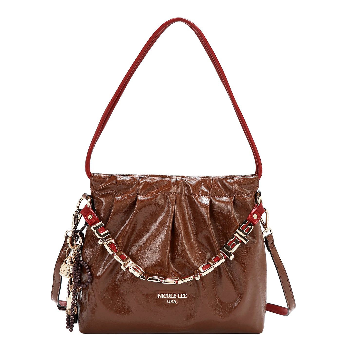 SHIMMER LUXE SQUARE SHOULDER BAG  P17495 GRAY / PINK / BLACK / BROWN / OLIVE