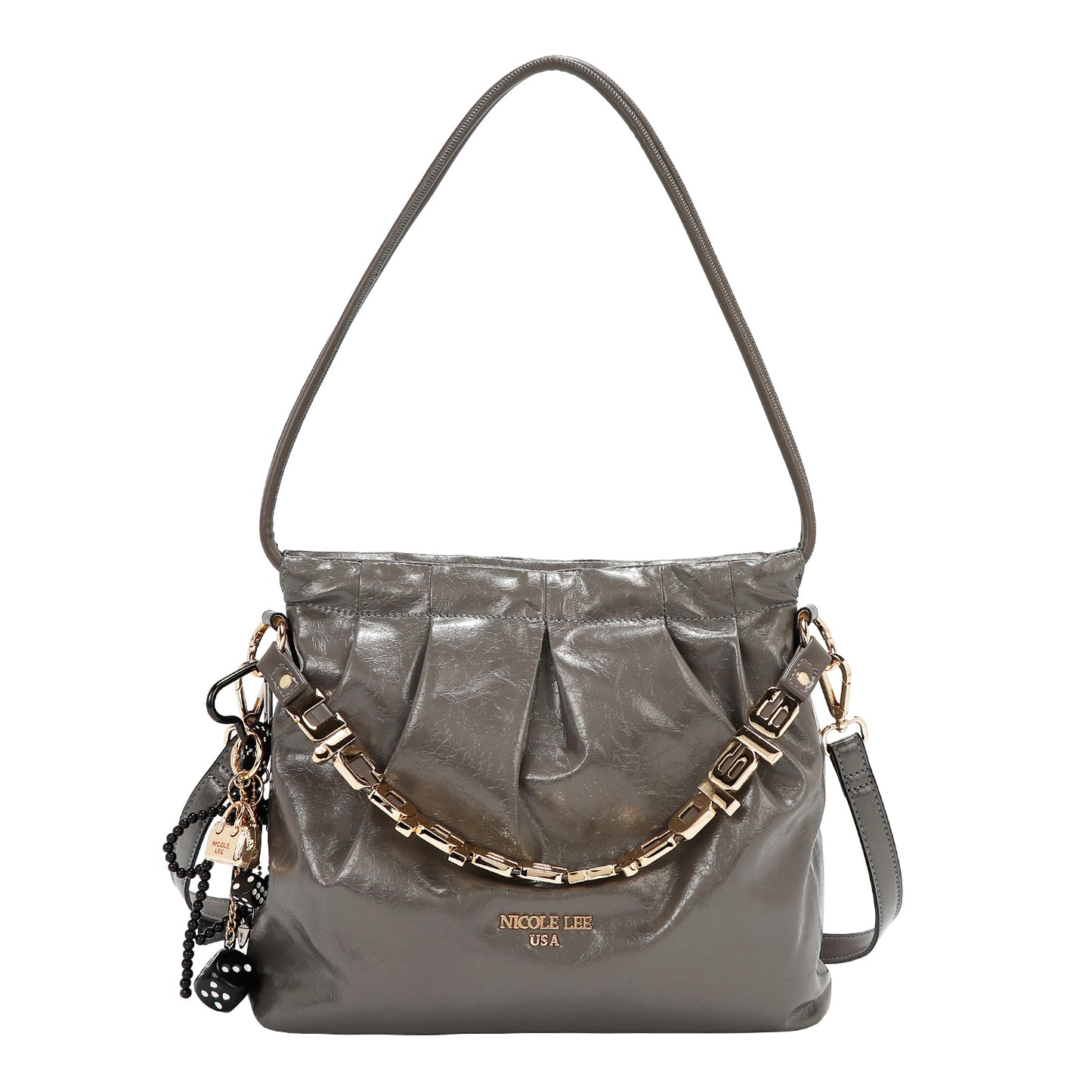 SHIMMER LUXE SQUARE SHOULDER BAG  P17495 GRAY / PINK / BLACK / BROWN / OLIVE