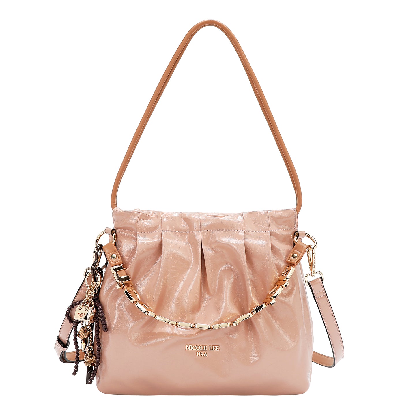 SHIMMER LUXE SQUARE SHOULDER BAG  P17495 GRAY / PINK / BLACK / BROWN / OLIVE