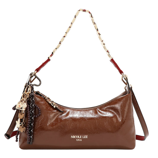 SHIMMER LUXE SHOULDER BAG - P17496 BROWN / OLIVE / GRAY