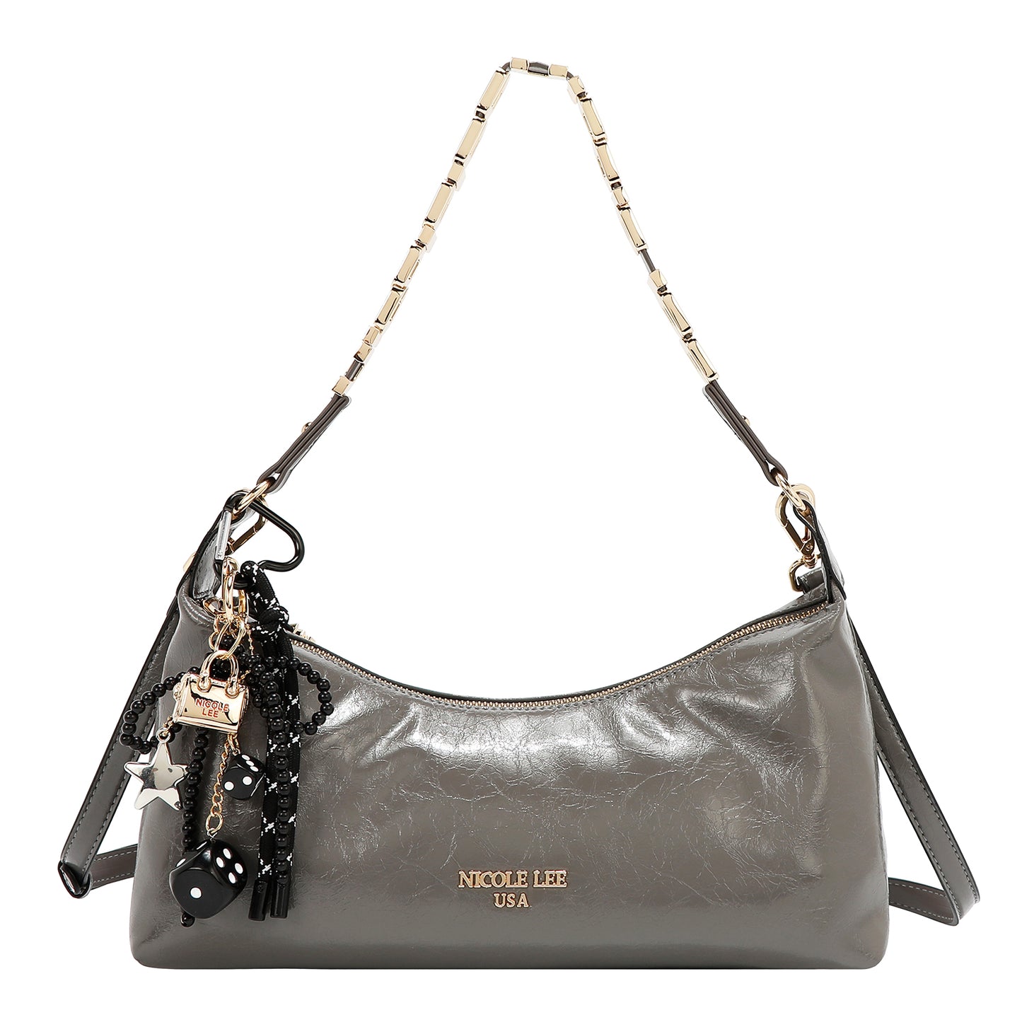 SHIMMER LUXE SHOULDER BAG - P17496 BROWN / OLIVE / GRAY