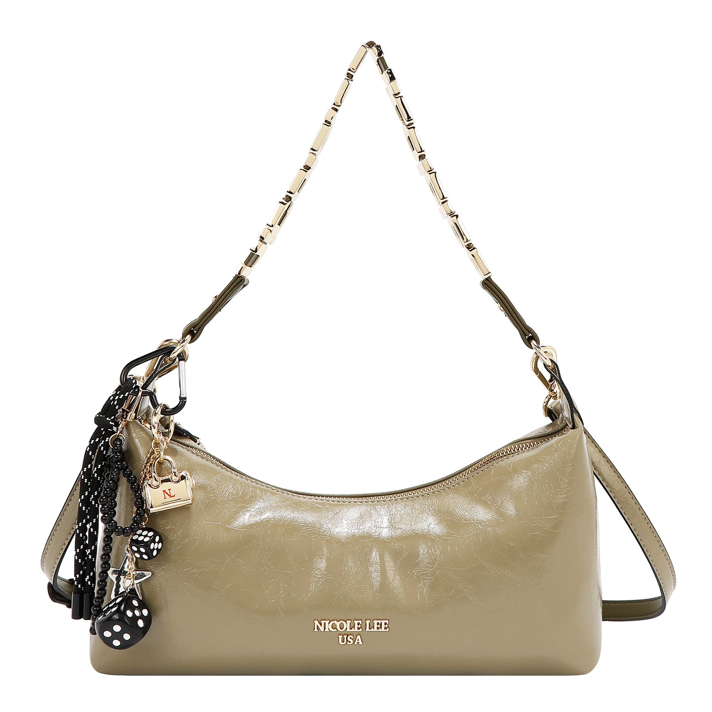 SHIMMER LUXE SHOULDER BAG - P17496 BROWN / OLIVE / GRAY