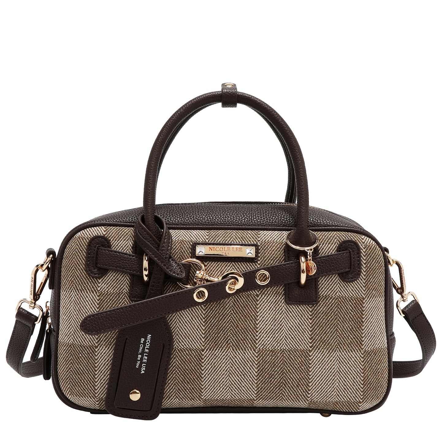 CHIC CHECK BOSTON BAG - P17518 LIGEH BROWN