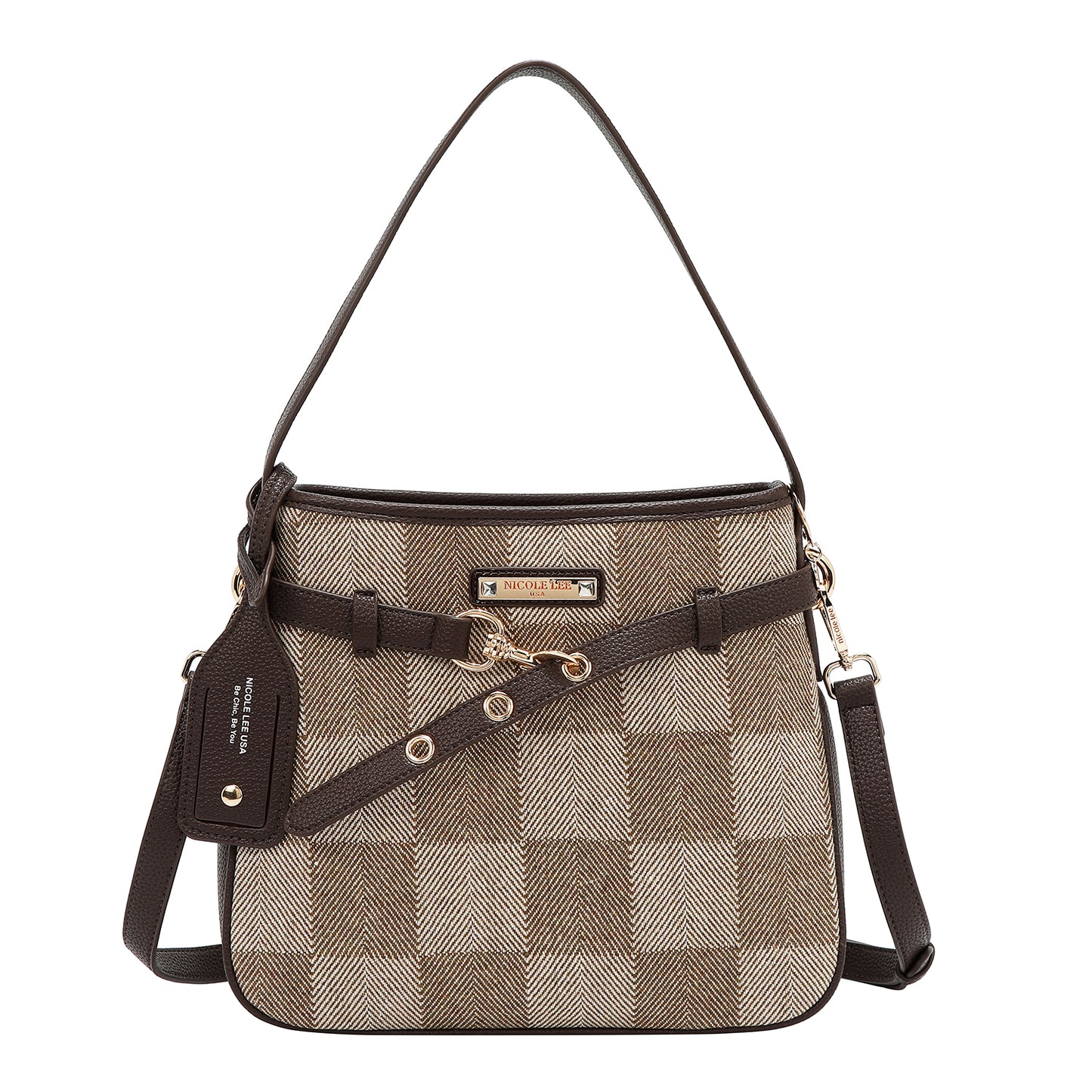 CHIC CHECK HOBO BAG - P17520 LIGHT BROWN